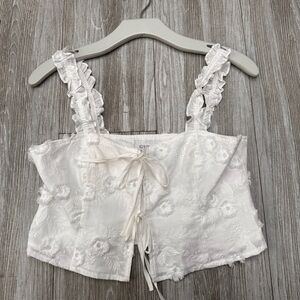 Guess Ivory Embroidered Top